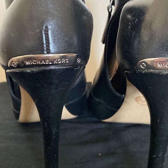 Michael Kors Clara Women's Black Peep Toe Side Zip Stiletto Boots Size 9 - Picture 6 of 11